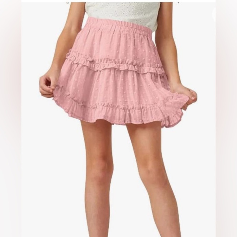 Pink Swiss dot Ruffled girls approximately size 10